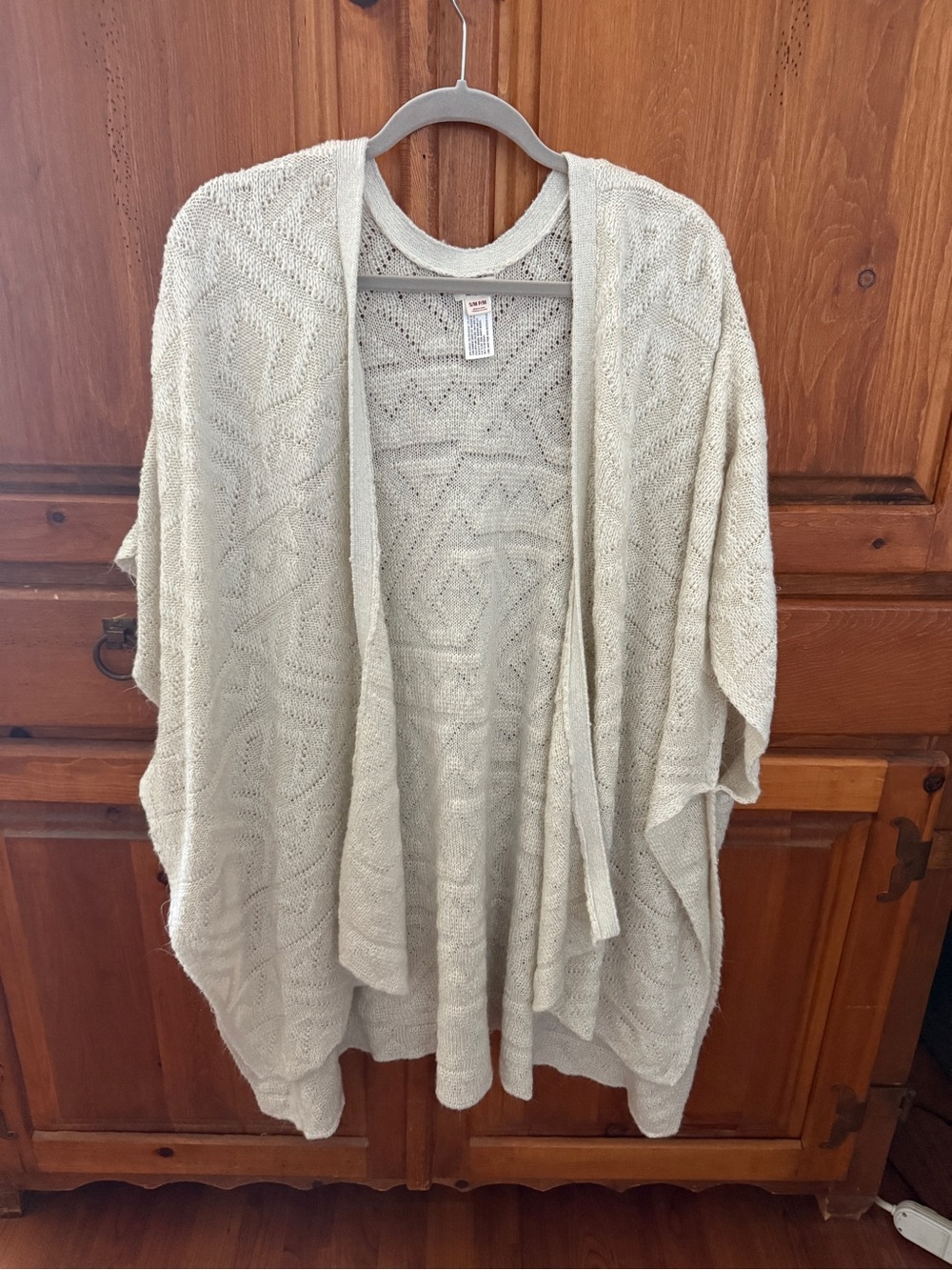 Mossimo Supply Co. Cream Open-Front Knit Poncho Cardigan